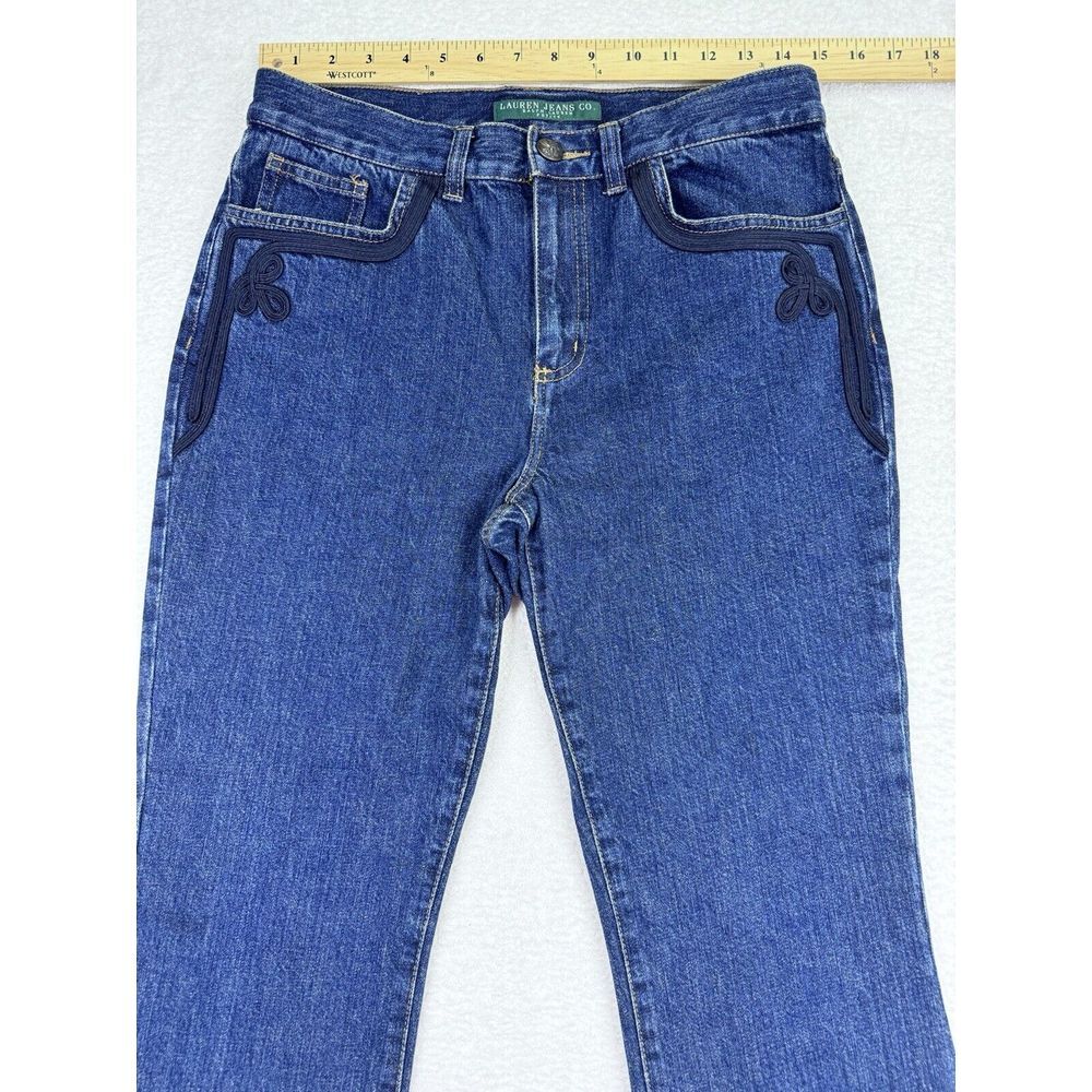 Lauren Jeans Co. Ralph Lauren Women Denim Pkt Embroidery Blue Bootcut 6P - Picture 5 of 9